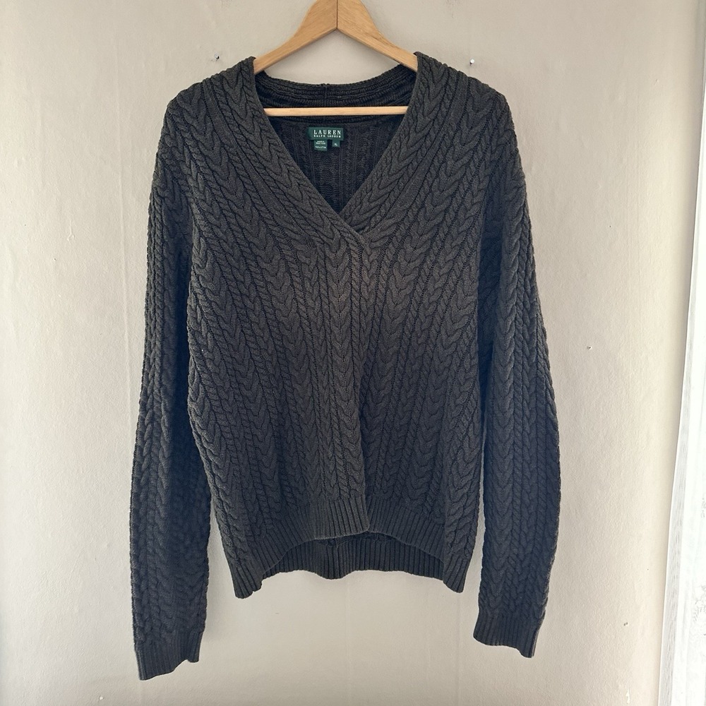 VTG Lauren Ralph Lauren Sweater Size XL Brown Fisherman Preppy Granola Old Money